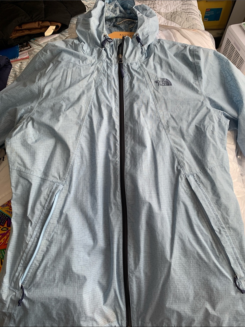 The North Face Light Blue Hooded Windbreaker Jacket